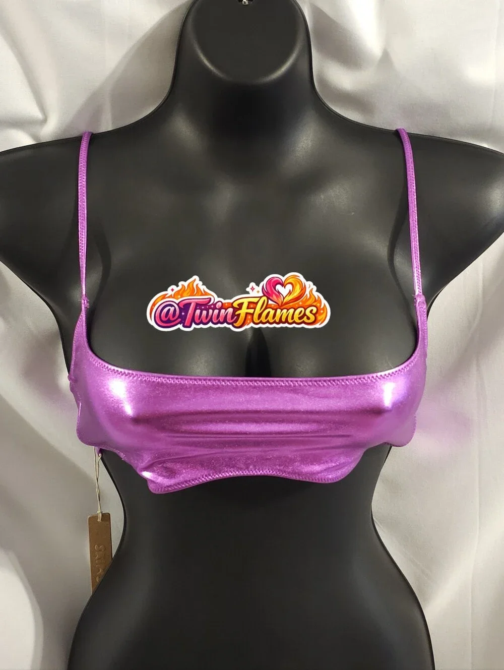 Skims Metallic Swim Micro Scoop Bikini Top BT-SCP-2802 Dragon Fruit Size Large